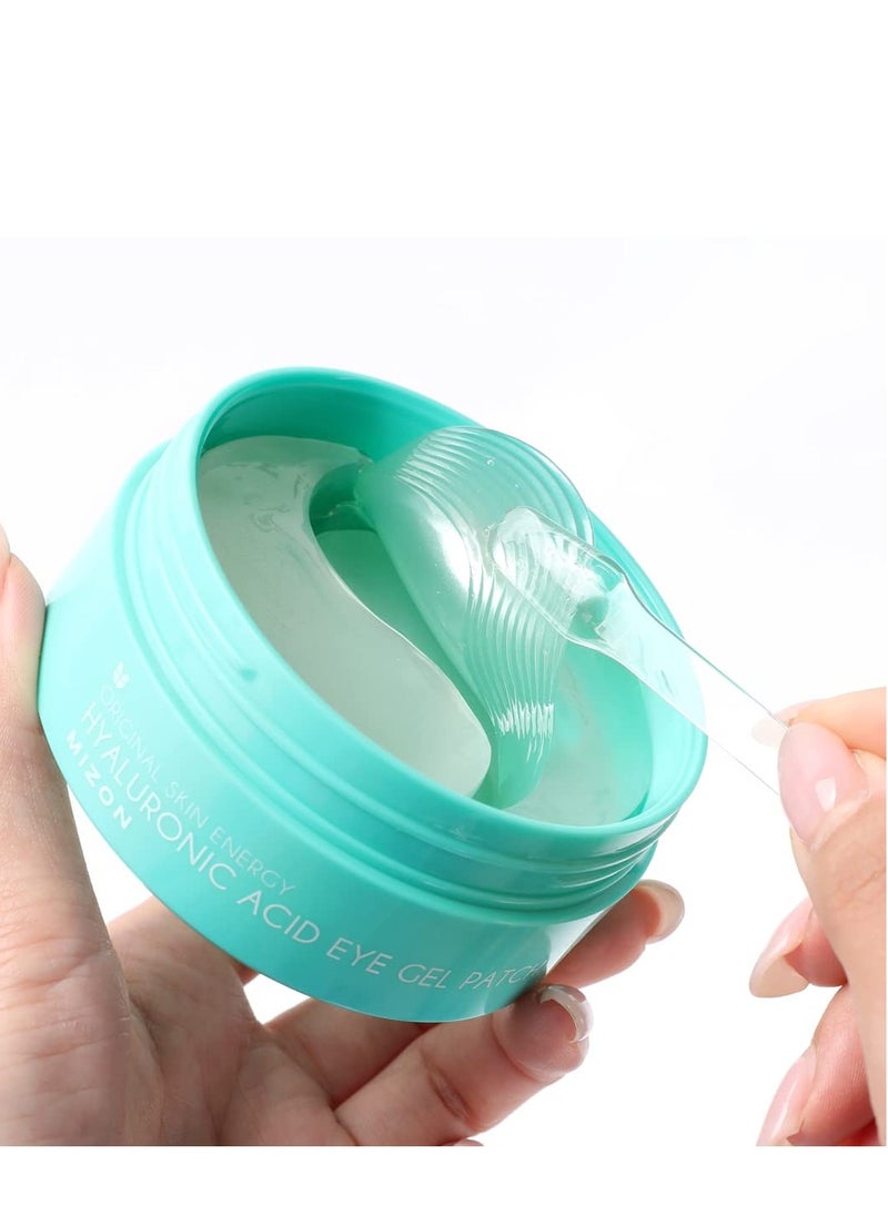 MIZON Hyaluronic Eye Gel Patch with Triple Hyaluronic Acid and Seaweed Extracts for Deep Hydration, Plumping, and Soothing – 60pcs – Improves Dryness and Smooth Texture