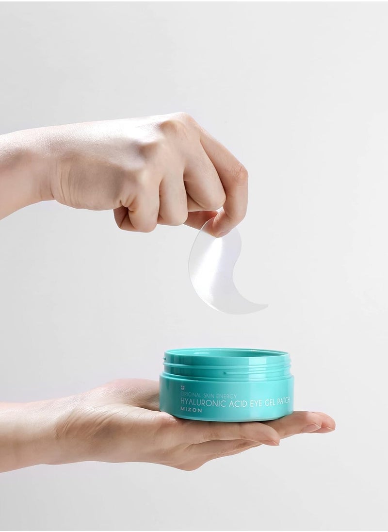 MIZON Hyaluronic Eye Gel Patch with Triple Hyaluronic Acid and Seaweed Extracts for Deep Hydration, Plumping, and Soothing – 60pcs – Improves Dryness and Smooth Texture