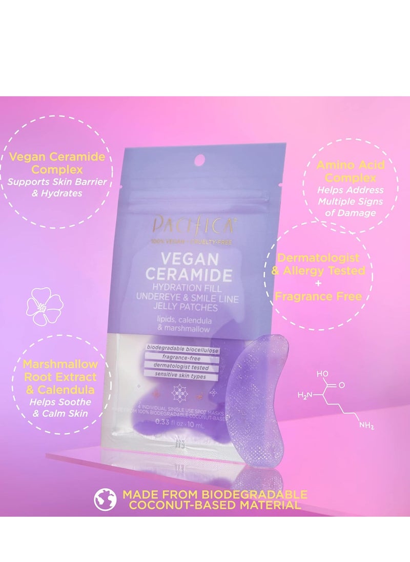 Pacifica Undereye Mask – Vegan Ceramide Hydrating Jelly Under Eye & Smile Line Patches, Reduces Fine Lines & Puffiness, Fragrance-Free, Vegan & Cruelty-Free, 4 Pieces