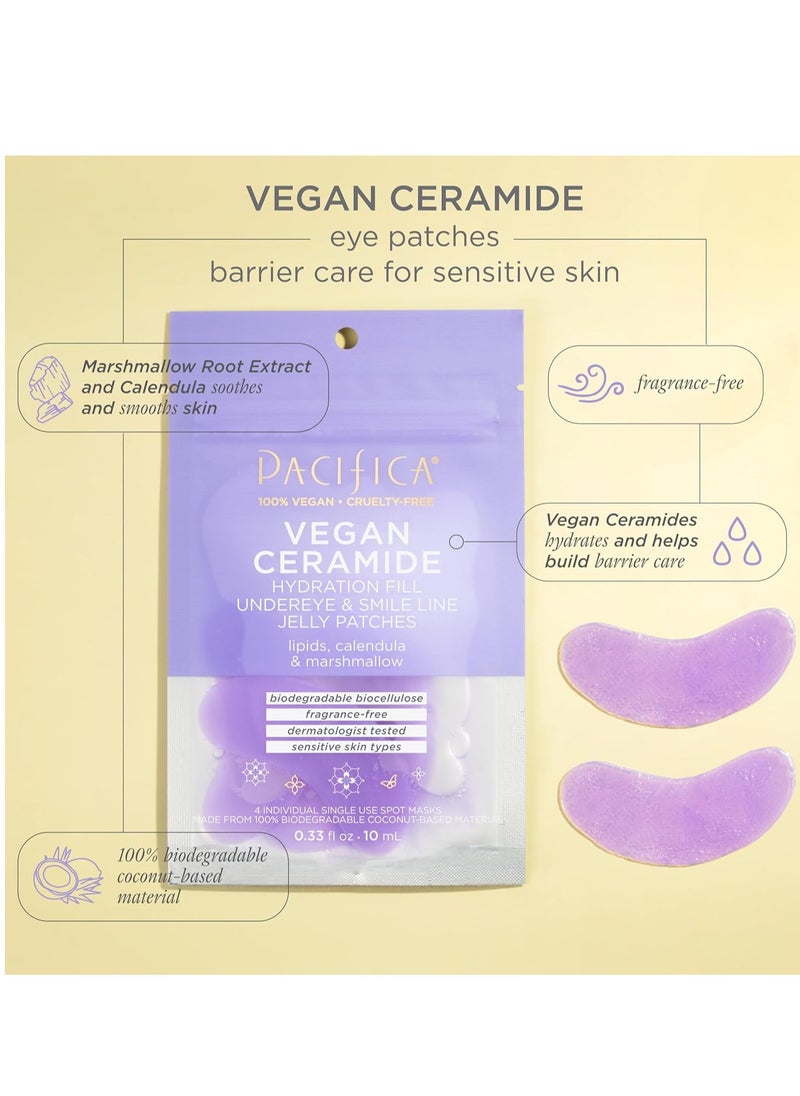 Pacifica Undereye Mask – Vegan Ceramide Hydrating Jelly Under Eye & Smile Line Patches, Reduces Fine Lines & Puffiness, Fragrance-Free, Vegan & Cruelty-Free, 4 Pieces