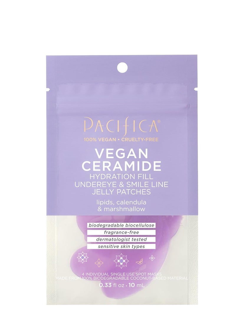 Pacifica Undereye Mask – Vegan Ceramide Hydrating Jelly Under Eye & Smile Line Patches, Reduces Fine Lines & Puffiness, Fragrance-Free, Vegan & Cruelty-Free, 4 Pieces