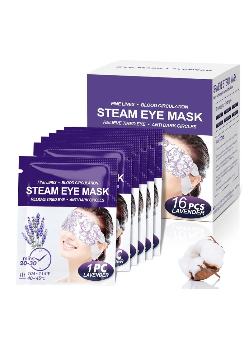 Steam Eye Mask 16 Packs, Self Heating Sleep Mask for Dry Eyes, Comfortable Warming Eye Mask, Disposable Heated Eye Mask, Relieve Eye Fatigue, Stress, Migraine,Relaxation Gifts for Women(Lavender)