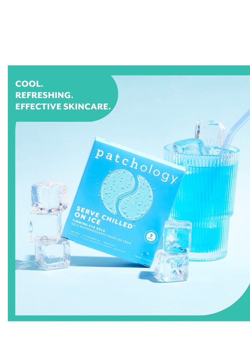 Patchology Iced Cooling Under Eye Mask Patches with Peptides, Cloudberry Oil and Bakuchiol. Cool eye gels to firm skin and soothe, reduce fine lines and under eye bags 5 PairC