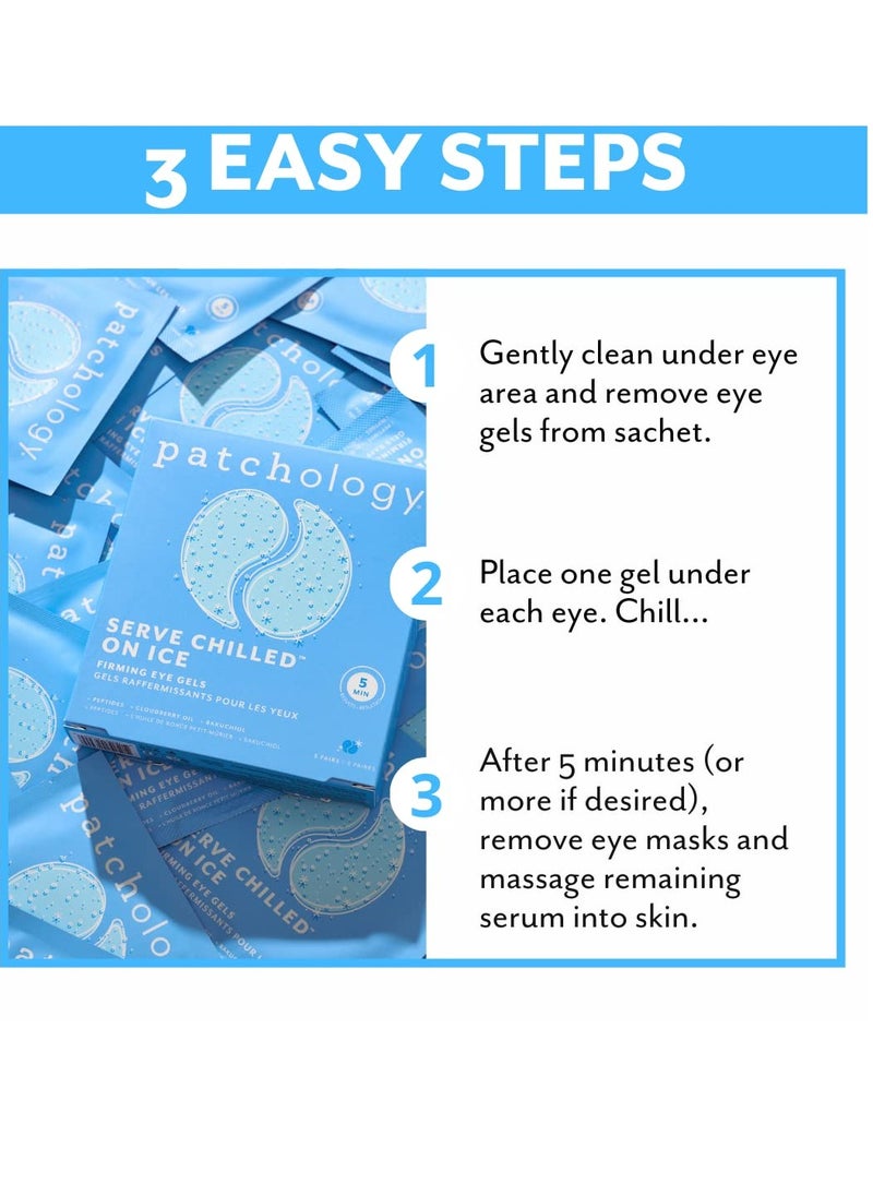 Patchology Iced Cooling Under Eye Mask Patches with Peptides, Cloudberry Oil and Bakuchiol. Cool eye gels to firm skin and soothe, reduce fine lines and under eye bags 5 PairC