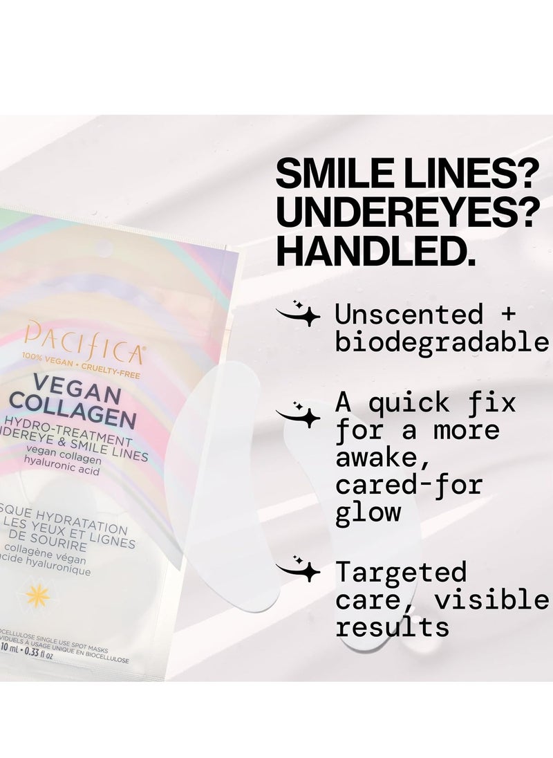 Pacifica Undereye & Smile Mask Set – Vegan Collagen Hydro Treatment with Hyaluronic Acid, Hydrating for Dark Circles, Dry & Combination Skin, Vegan & Cruelty-Free, 2 Pieces