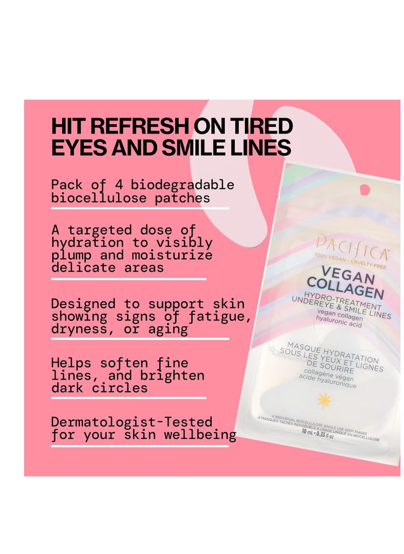 Pacifica Undereye & Smile Mask Set – Vegan Collagen Hydro Treatment with Hyaluronic Acid, Hydrating for Dark Circles, Dry & Combination Skin, Vegan & Cruelty-Free, 2 Pieces
