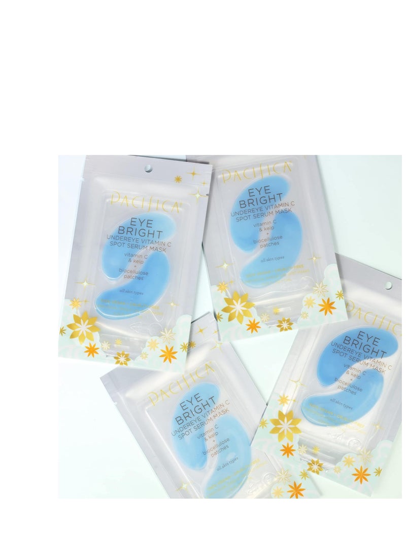 Pacifica Undereye Spot Serum Mask – Bright Eye Vitamin C Mask for Dark Circles & Hydration, Brightening Under Eye Treatment, Vegan & Cruelty-Free, 4 Pack