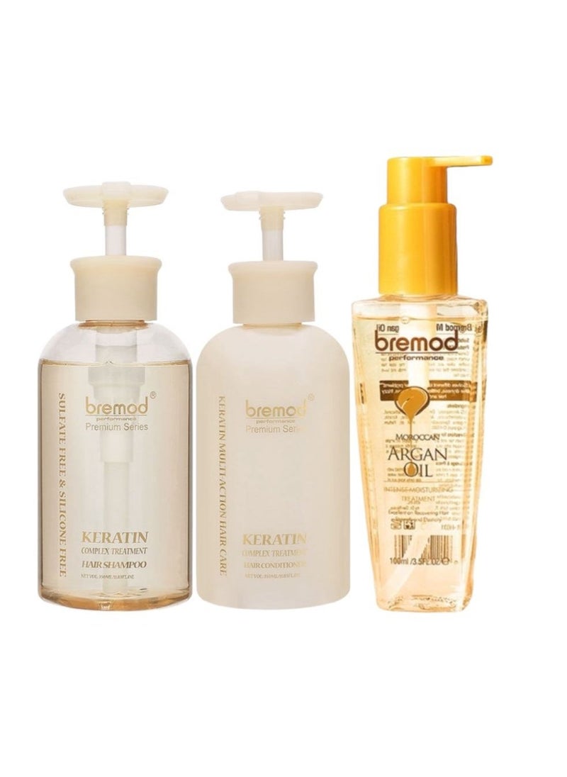Keratin complex treatment hair shampoo and conditioner witrh argan oil