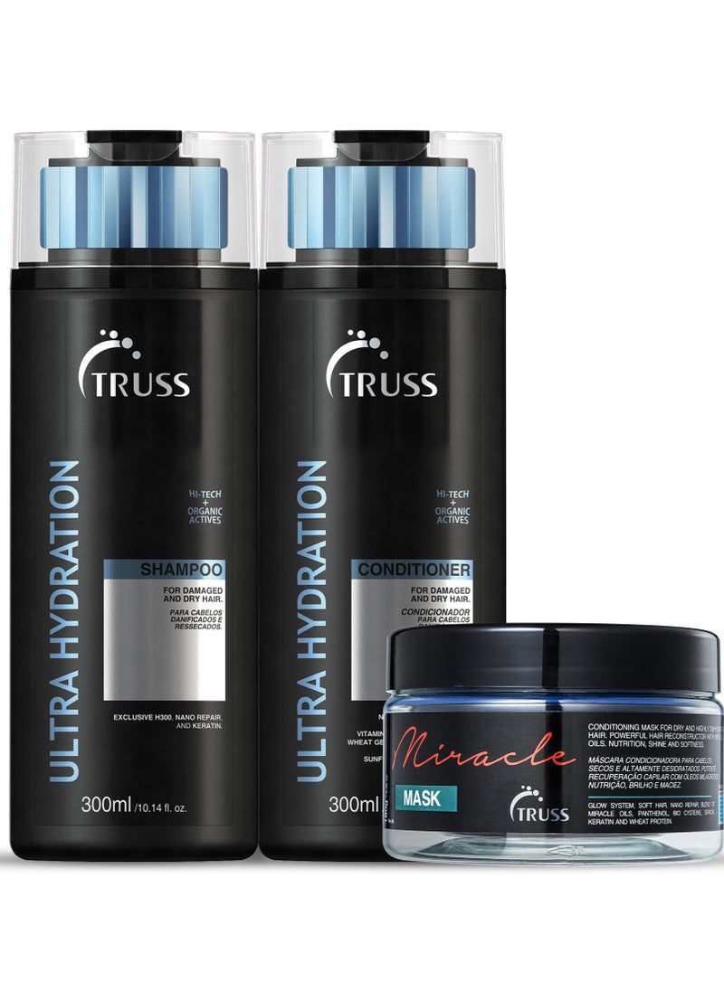 TRUSS Ultra Hydration Shampoo and Conditioner Set Bundle with Miracle Hair Mask