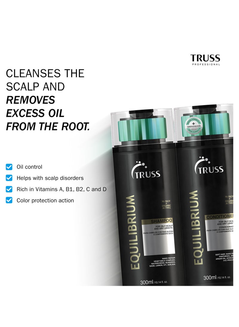 Truss Professional Equilibrium Shampoo and Conditioner (300 ML) Each with Hair Protector Leave-In Gel Cream (250 ML) - Set of 3