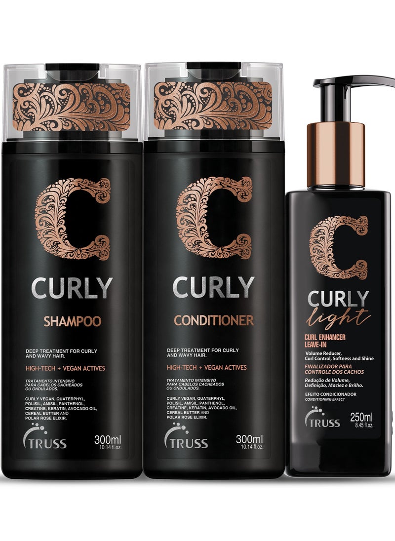 Truss Professional Curly Hair Bundle – Shampoo & Conditioner (300 ML) Each + Leave-In Cream (250 ML)