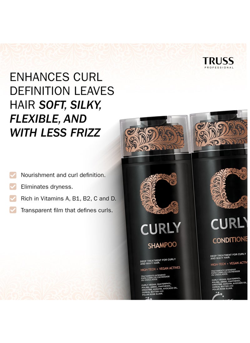 Truss Professional Curly Hair Bundle – Shampoo & Conditioner (300 ML) Each + Leave-In Cream (250 ML)