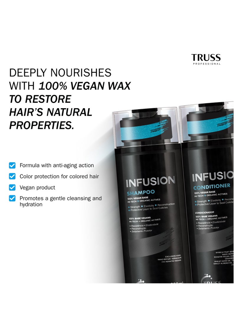 TRUSS Professional Infusion Shampoo and Conditioner (300 ML) each Includes Deluxe Prime Hair Treatment Spray (260 ML) - [3-Piece Set]