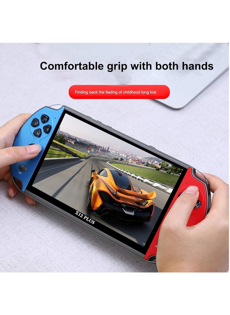 Portable Game Console X12 Plus 7 Inch Handheld 16GB Retro Gaming Device with Dual Joysticks, Supports AV Output, TF Card, Music, E-book, Video Playback, 3000 Built-in Classic Games