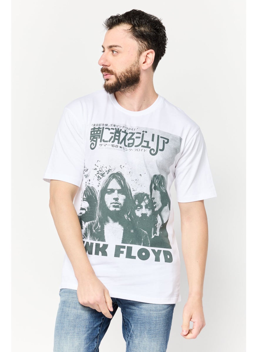 Men Crew Neck Short Sleeve Printed T-Shirts, White