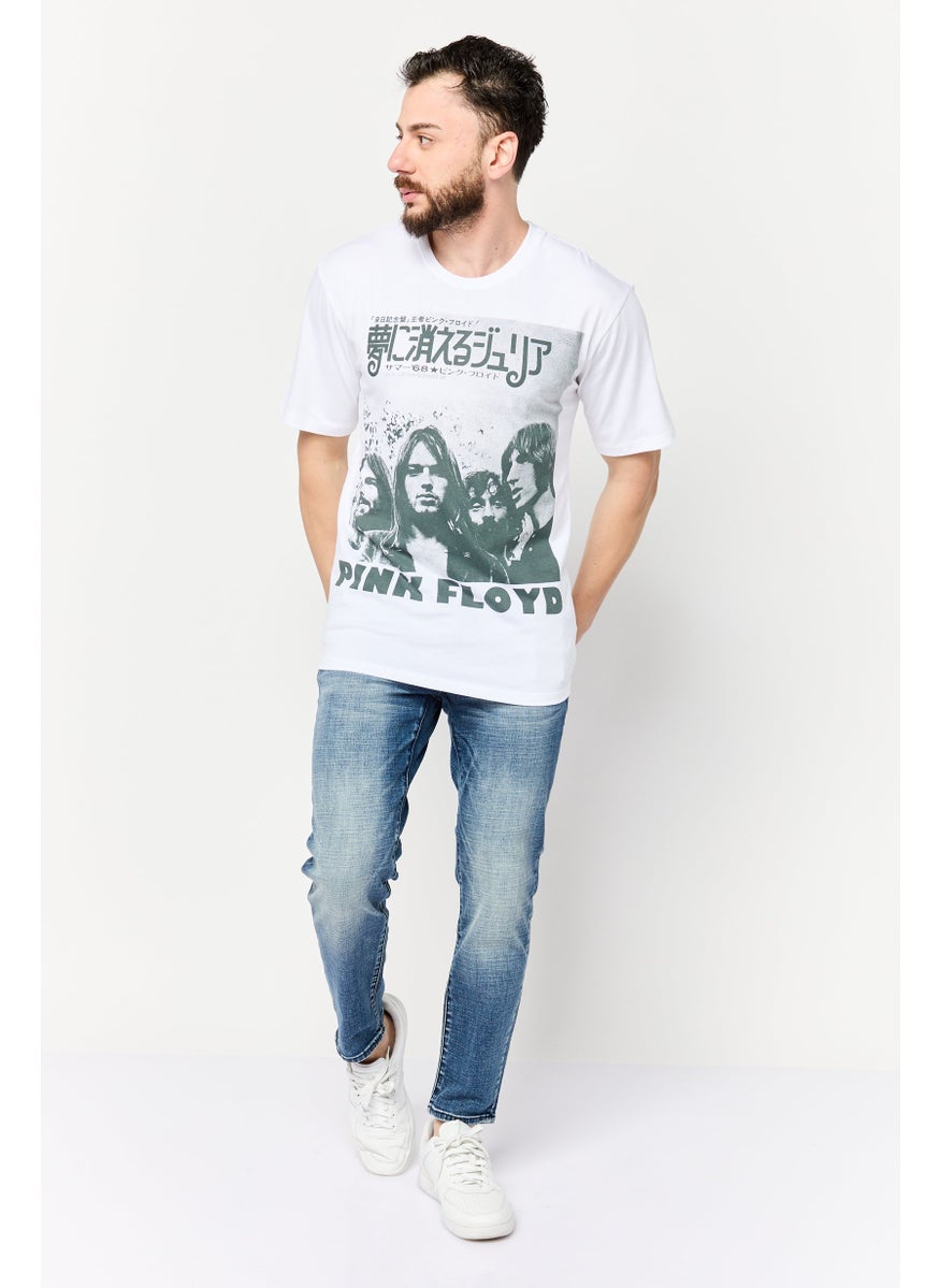 Men Crew Neck Short Sleeve Printed T-Shirts, White