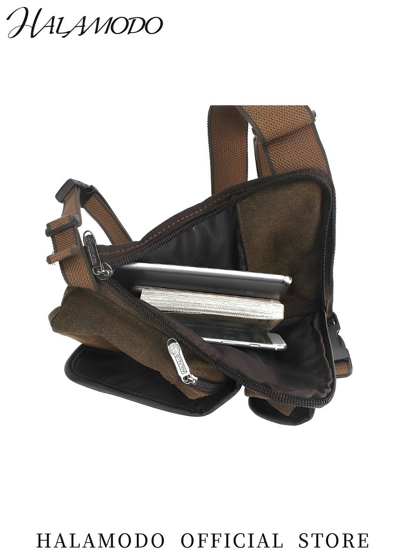 Men's Canvas Drop Leg Bag Outdoor Waist Pack Tactical Bag Motorcycle Bag Bike Bag Multi-Pocket Waist Pouch Multifunctional Bag for Travel & Hiking & Climbing