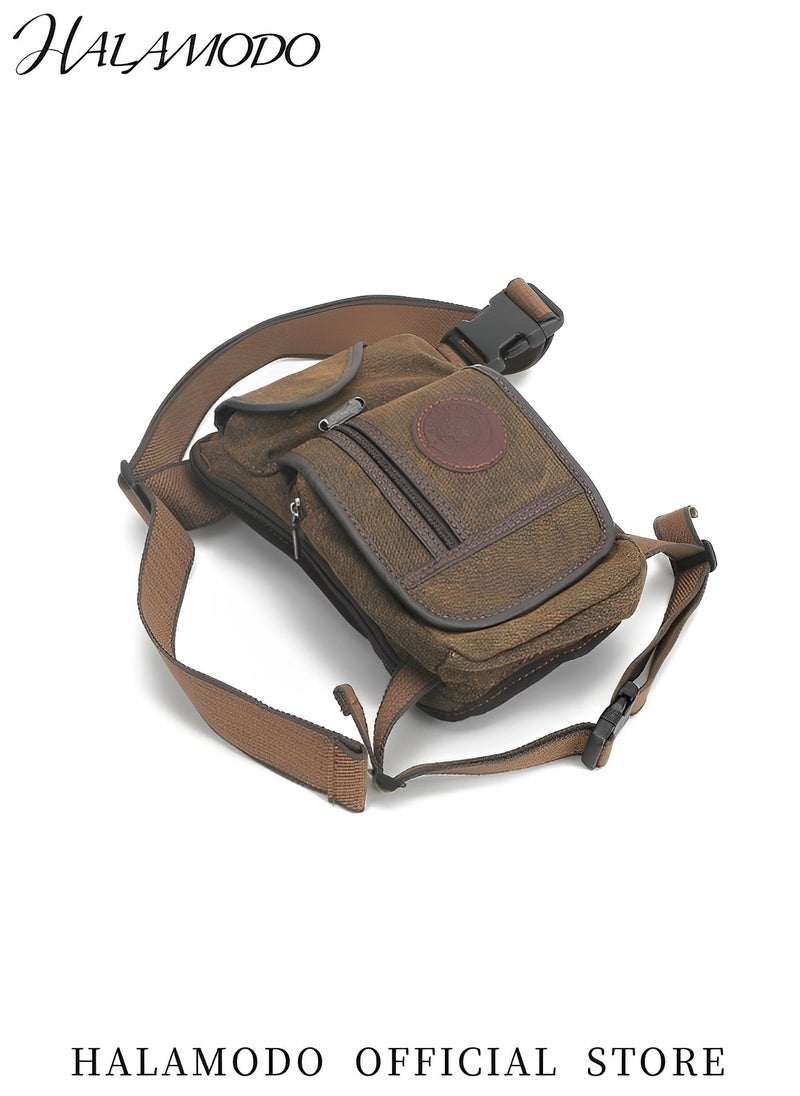 Men's Canvas Drop Leg Bag Outdoor Waist Pack Tactical Bag Motorcycle Bag Bike Bag Multi-Pocket Waist Pouch Multifunctional Bag for Travel & Hiking & Climbing