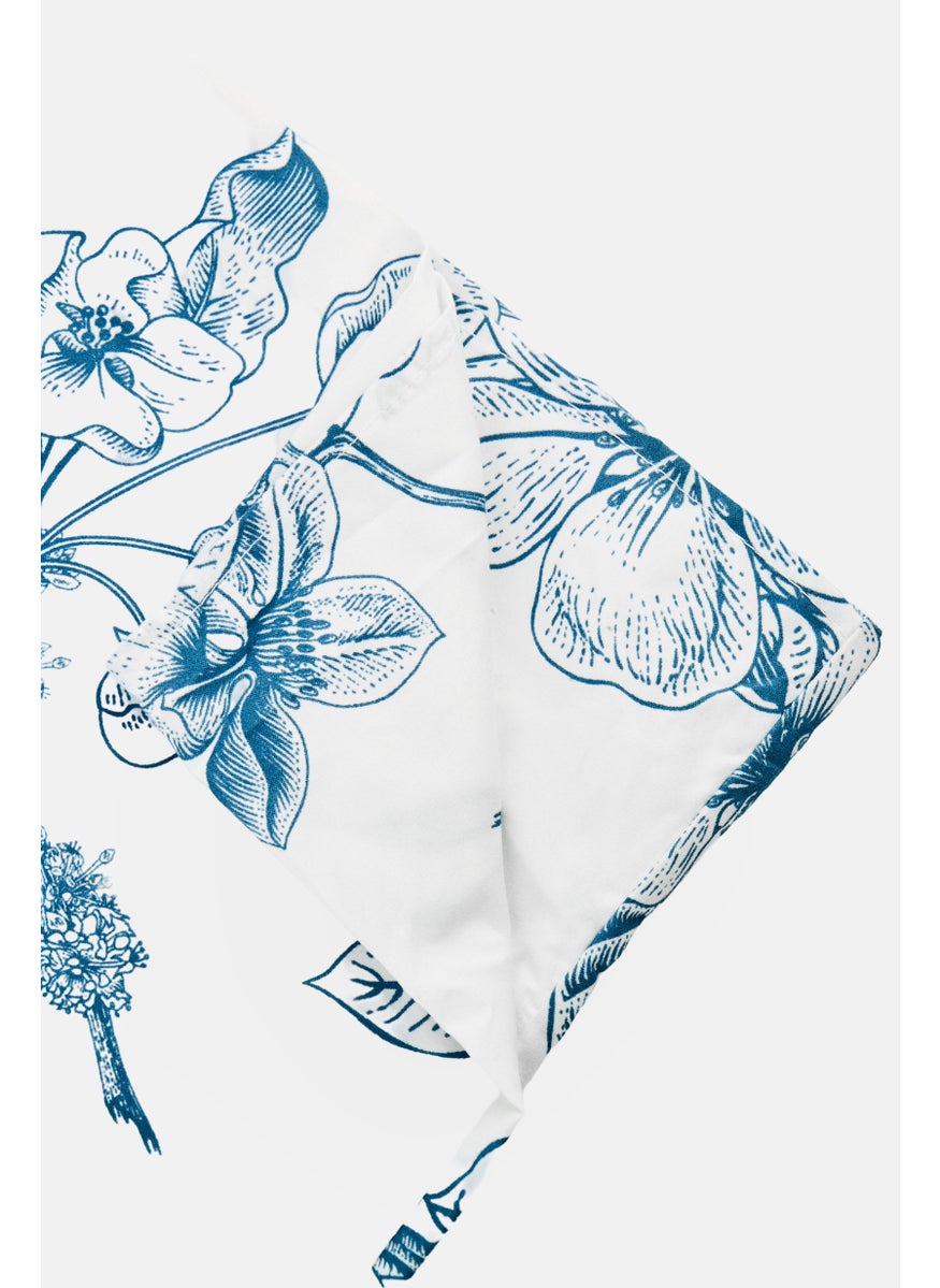 3 Pieces King  Floral Pattern Flat Sheet With Pillow Case Set, Multicolor
