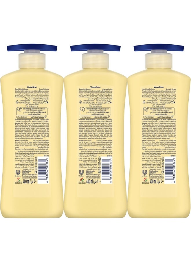 Vaseline Intensive Care Body Lotion, for Dry to Very Dry Skin, Nourishing Moisture, 72hr Moisturising, 3 x 400ml