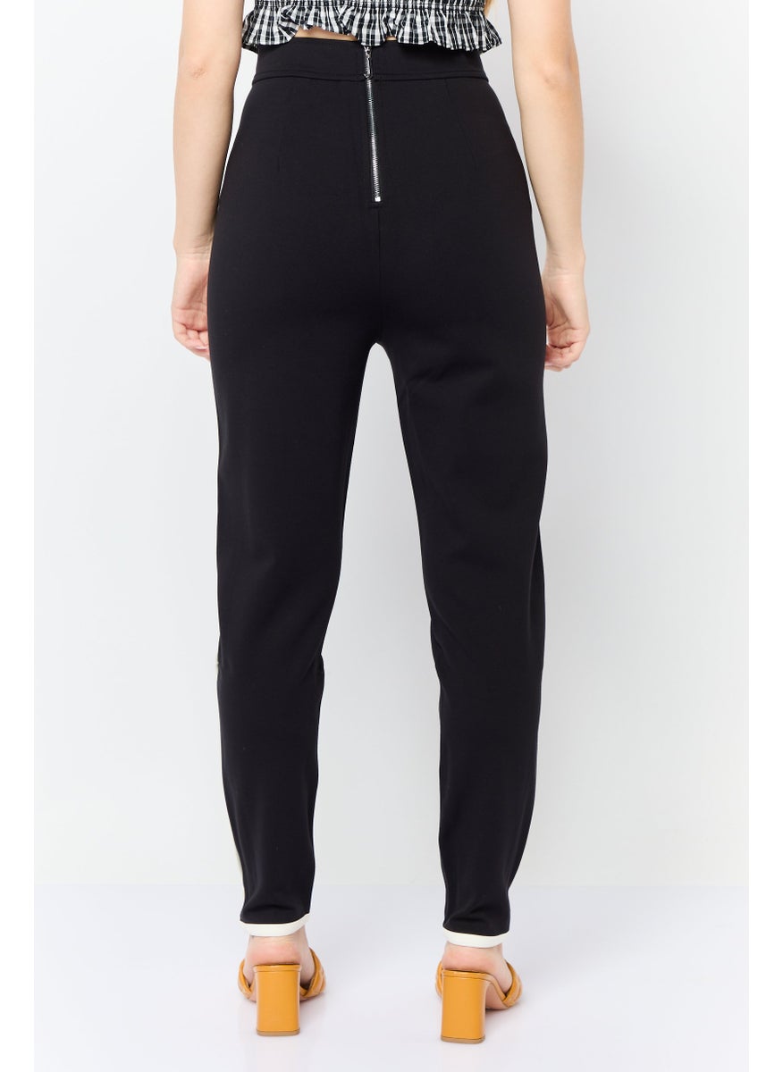 Women Regular Fit Straight Leg Solid Pants, Black