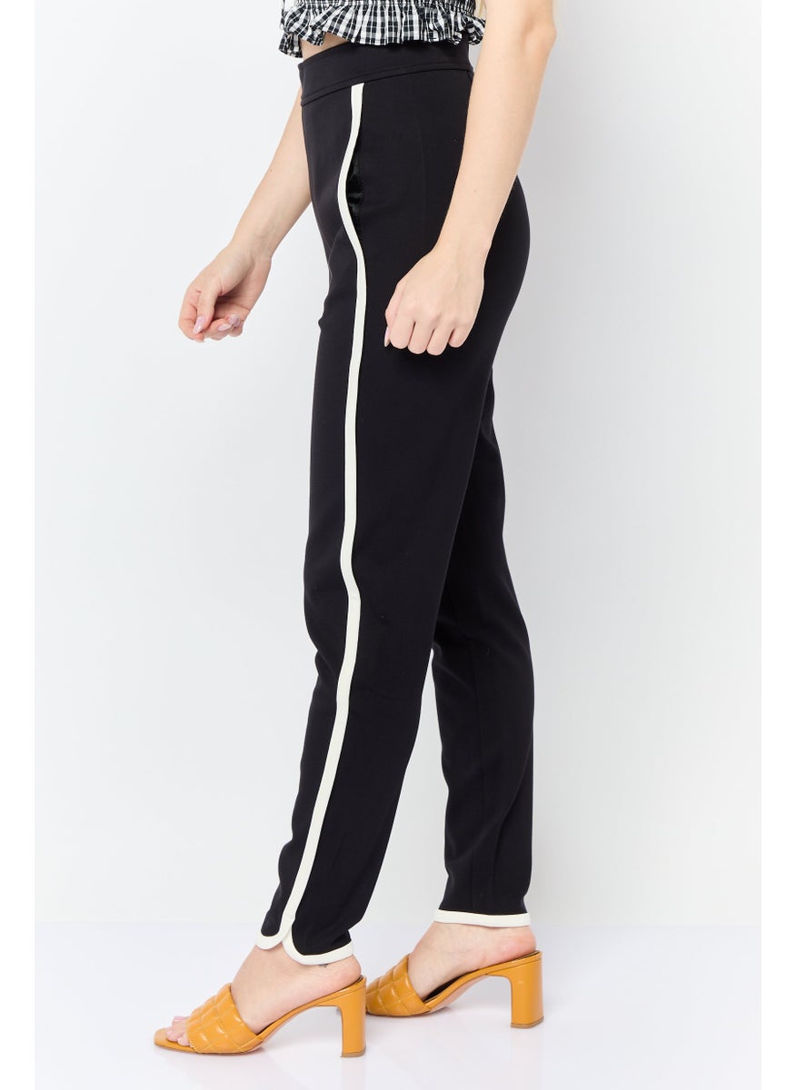 Women Regular Fit Straight Leg Solid Pants, Black