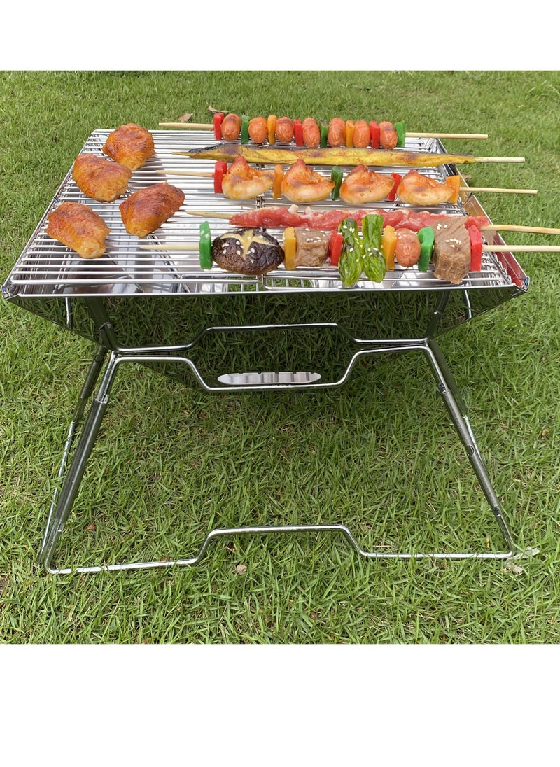 DesertFeast Pro Foldable BBQ Grill - Stainless Steel & Sandproof | 1.9KG Ultra-Light | 10s Instant Setup (Free Bag & Tools) - Perfect for Family Majlis & Desert Camping