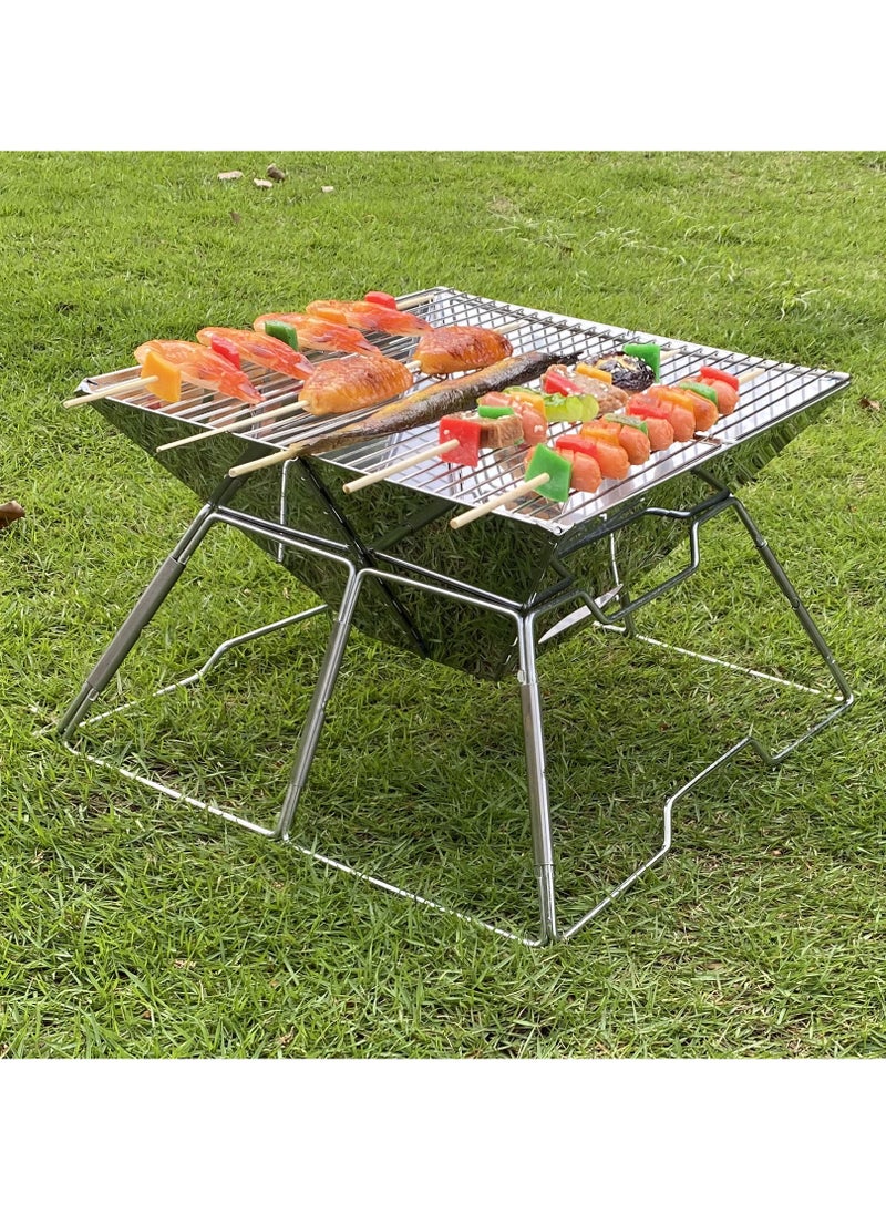 DesertFeast Pro Foldable BBQ Grill - Stainless Steel & Sandproof | 1.9KG Ultra-Light | 10s Instant Setup (Free Bag & Tools) - Perfect for Family Majlis & Desert Camping