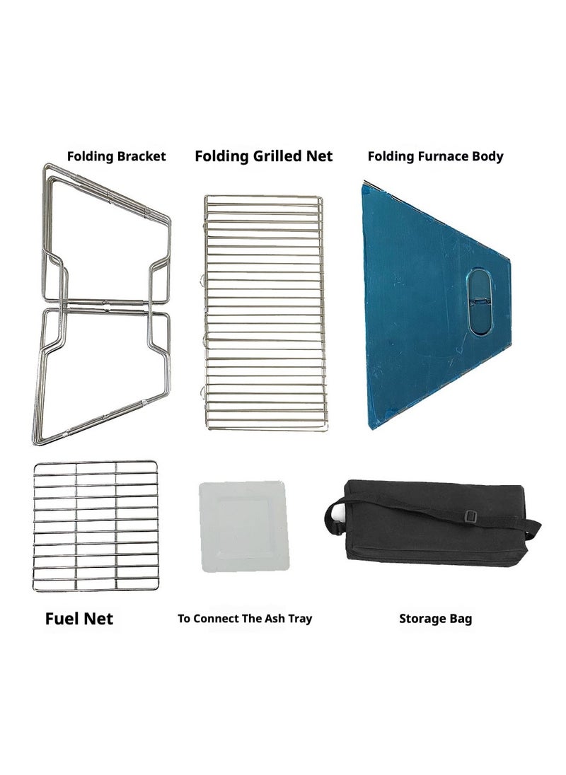 DesertFeast Pro Foldable BBQ Grill - Stainless Steel & Sandproof | 1.9KG Ultra-Light | 10s Instant Setup (Free Bag & Tools) - Perfect for Family Majlis & Desert Camping