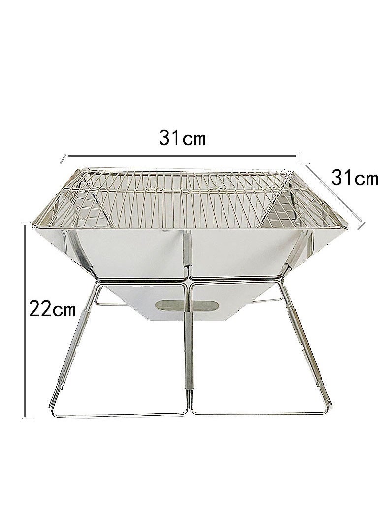 DesertFeast Pro Foldable BBQ Grill - Stainless Steel & Sandproof | 1.9KG Ultra-Light | 10s Instant Setup (Free Bag & Tools) - Perfect for Family Majlis & Desert Camping