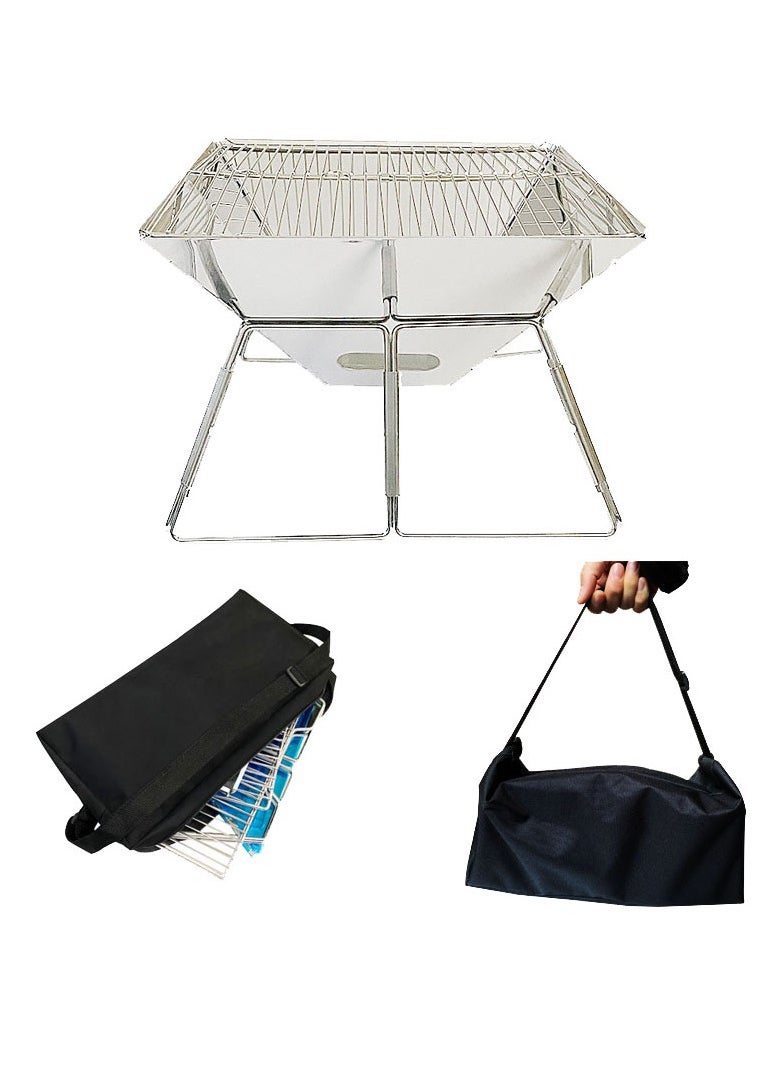 DesertFeast Pro Foldable BBQ Grill - Stainless Steel & Sandproof | 1.9KG Ultra-Light | 10s Instant Setup (Free Bag & Tools) - Perfect for Family Majlis & Desert Camping