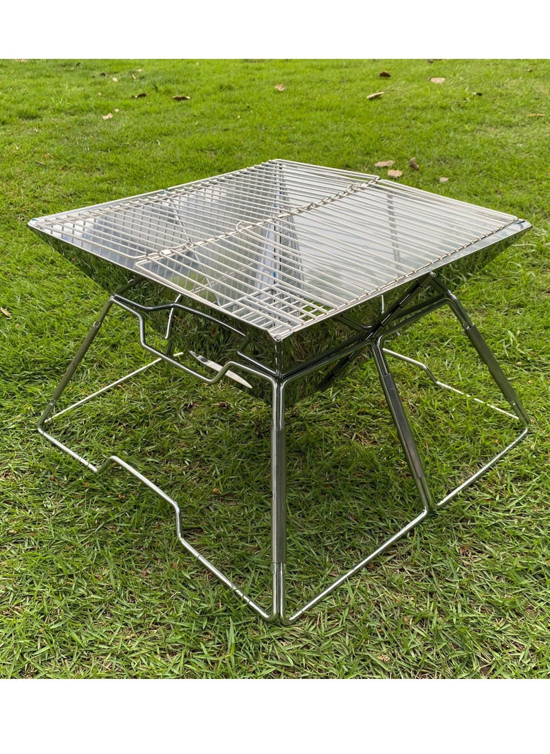 DesertFeast Pro Foldable BBQ Grill - Stainless Steel & Sandproof | 1.9KG Ultra-Light | 10s Instant Setup (Free Bag & Tools) - Perfect for Family Majlis & Desert Camping