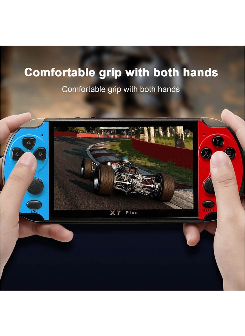 X7 Plus 5.1 Inch Handheld Video Game Console with Double Rocker, 8GB Memory, Built-in 1000 Classic Games, MP5 Player, Support TV Output, Portable Retro Gaming Device for Kids and Adults