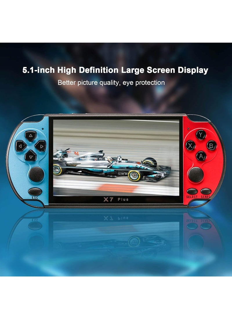 X7 Plus 5.1 Inch Handheld Video Game Console with Double Rocker, 8GB Memory, Built-in 1000 Classic Games, MP5 Player, Support TV Output, Portable Retro Gaming Device for Kids and Adults