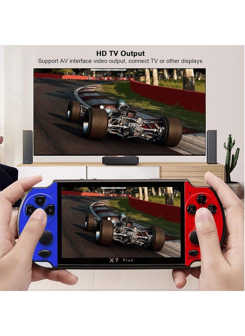 X7 Plus 5.1 Inch Handheld Video Game Console with Double Rocker, 8GB Memory, Built-in 1000 Classic Games, MP5 Player, Support TV Output, Portable Retro Gaming Device for Kids and Adults