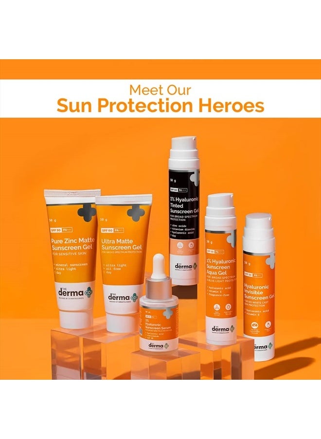 1% Hyaluronic Sunscreen Aqua Ultra Light Gel with SPF 50 PA++++ UV A, UV B & Blue Light Protection 50g