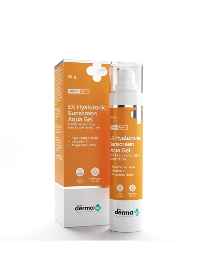 1% Hyaluronic Sunscreen Aqua Ultra Light Gel with SPF 50 PA++++ UV A, UV B & Blue Light Protection 50g