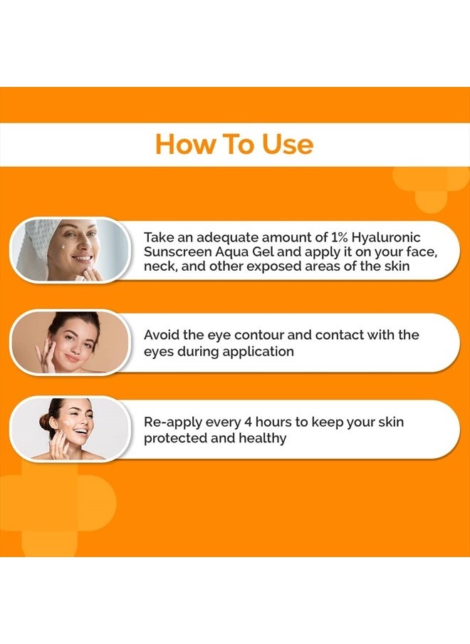 1% Hyaluronic Sunscreen Aqua Ultra Light Gel with SPF 50 PA++++ UV A, UV B & Blue Light Protection 50g