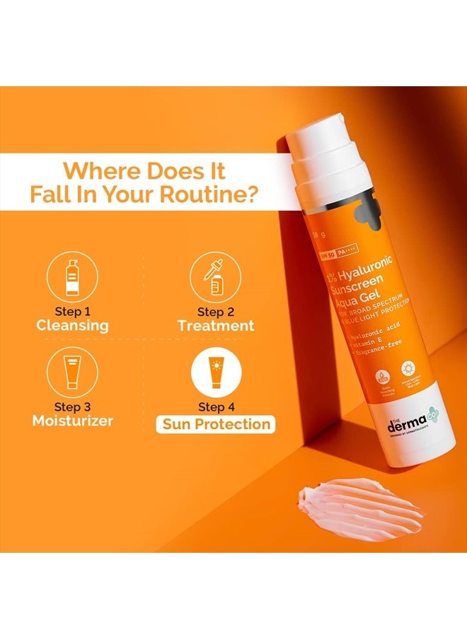 1% Hyaluronic Sunscreen Aqua Ultra Light Gel with SPF 50 PA++++ UV A, UV B & Blue Light Protection 50g