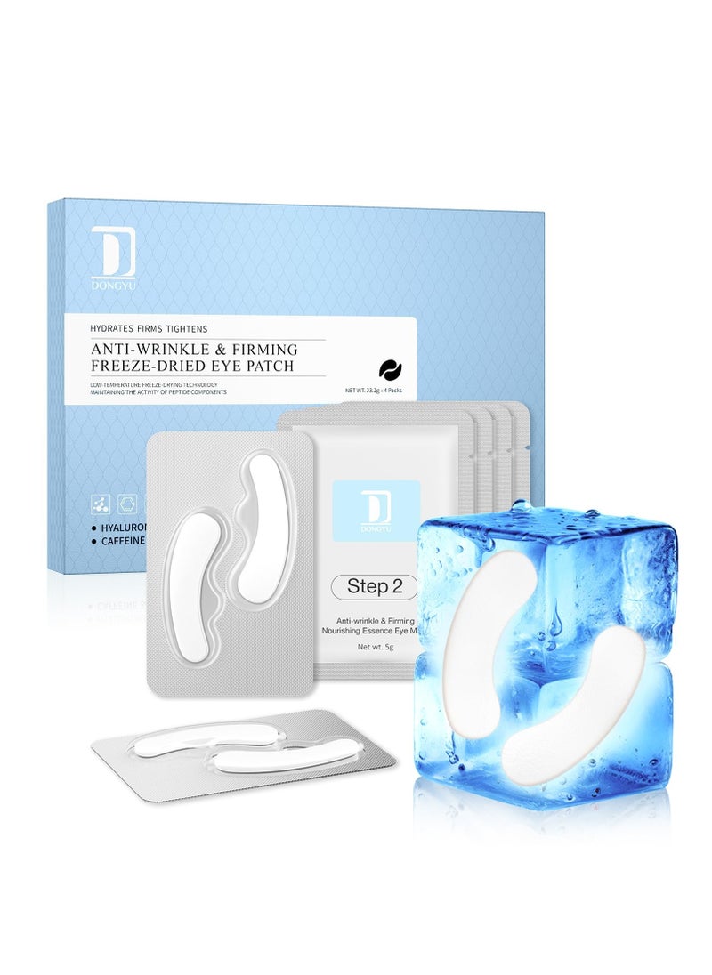 Dongyu Collagen Under Eye Patches: Anti-aging Firming Collagen Eye Masks with Lying Energy - Freeze-dried Anti Wrinkle Eye Pads - Puffy Eyes Treatment with Caffeine Hyaluronic Acid Peptides - 4 Pairs