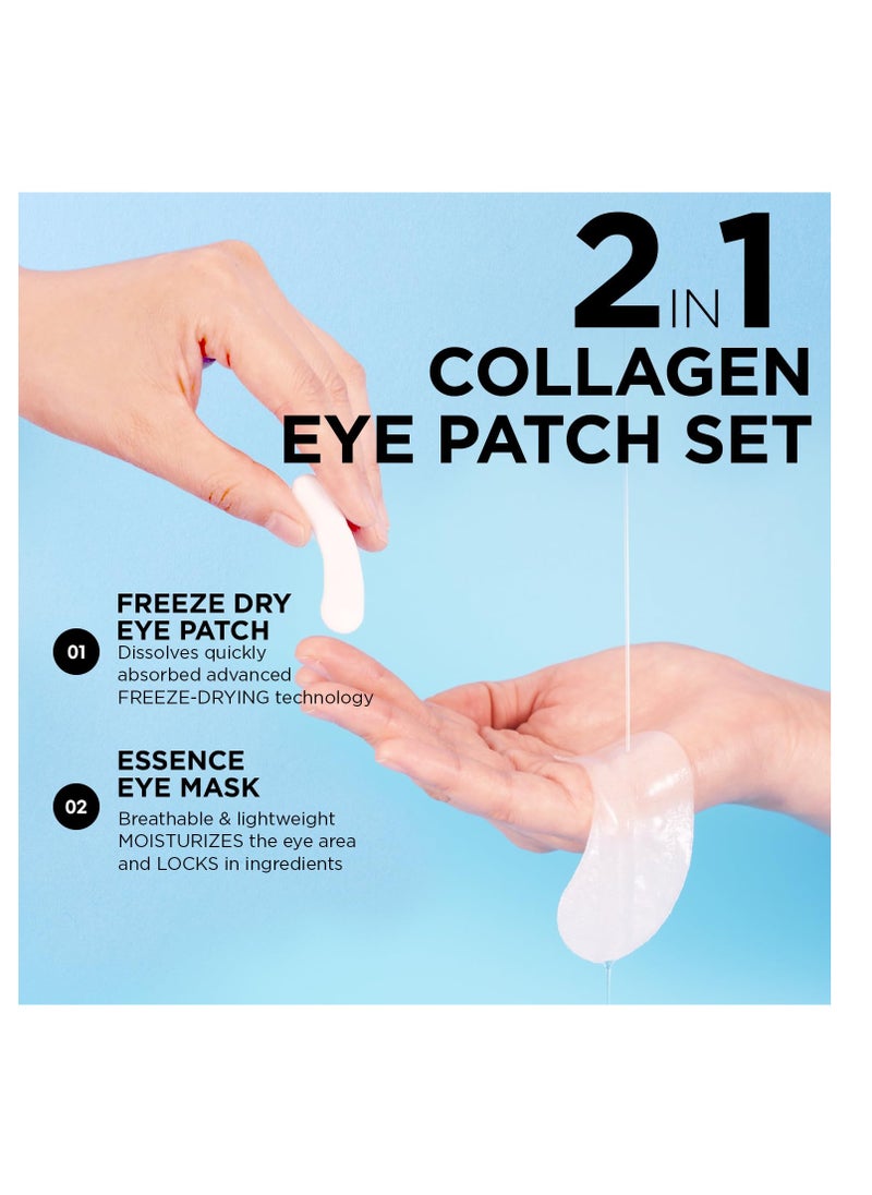 Dongyu Collagen Under Eye Patches: Anti-aging Firming Collagen Eye Masks with Lying Energy - Freeze-dried Anti Wrinkle Eye Pads - Puffy Eyes Treatment with Caffeine Hyaluronic Acid Peptides - 4 Pairs