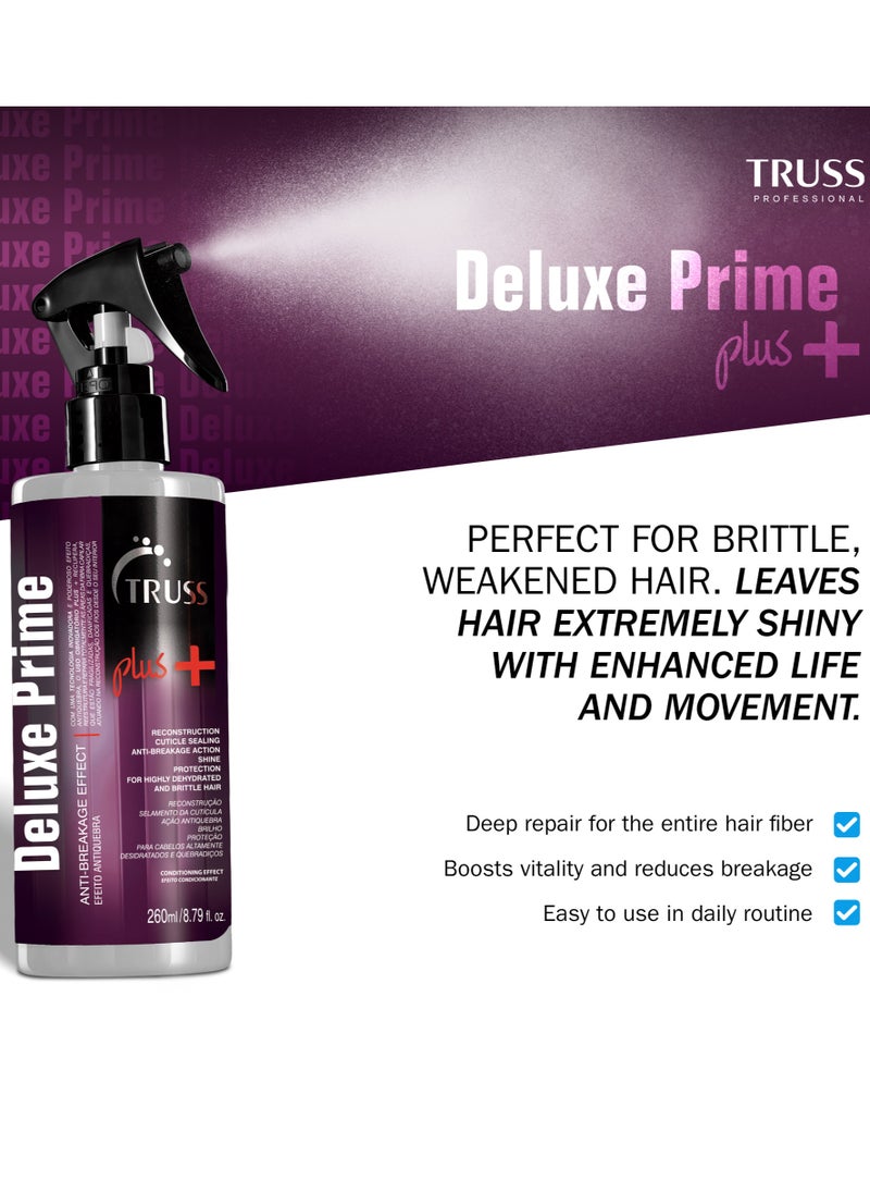TRUSS PROFESSIONAL Deluxe Prime Plus + Hair Shampoo Bundle with Conditioner, and Leave-In Spray [300 Ml + 300 Ml + 260 Ml]
