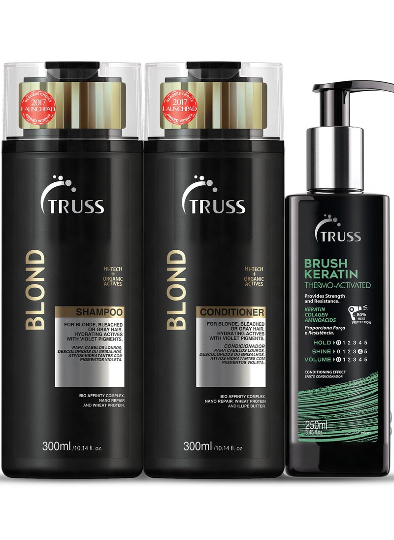 Truss Professional Blond Shampoo and Conditioner (300 ML) Each with Leave-In Gel Cream (250 ML) - TRIO SET