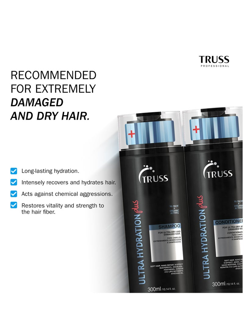 Truss Professional Ultra Hydration Plus Trio – Shampoo & Conditioner (300ml Each) + Leave-In Hair Protector (250ml)