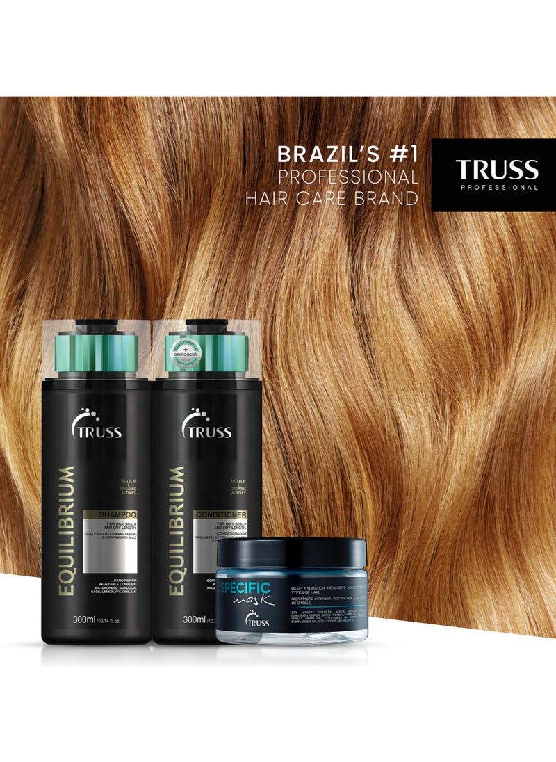 TRUSS Equilibrium Shampoo and Conditioner Set Bundle with Specific Mask