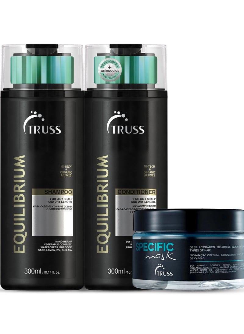 TRUSS Equilibrium Shampoo and Conditioner Set Bundle with Specific Mask