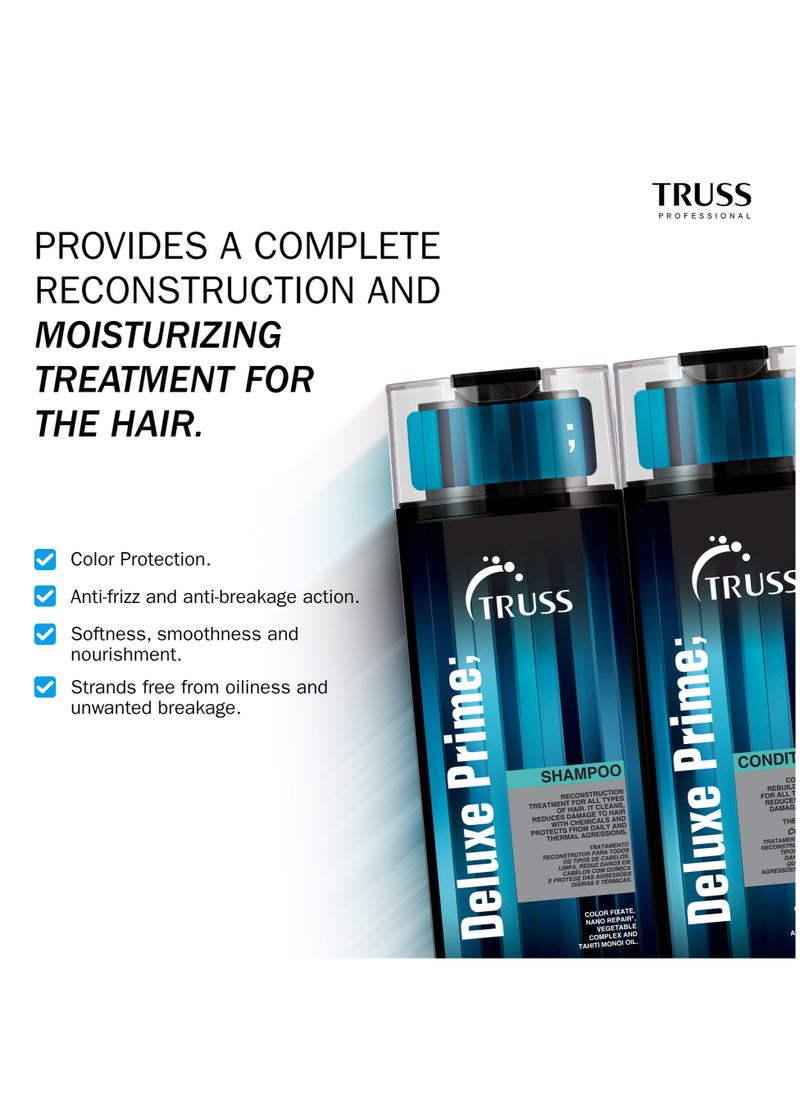 TRUSS PROFESSIONAL Deluxe Prime Hair Care Set [Pack of 3] – Sulfate Free Shampoo & Conditioner (300ml Each) + Leave-In Spray (260 ML)