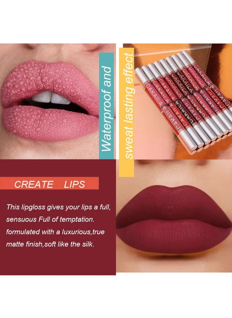 10 PCS Matte Liquid Lipstick Set with Smooth Lip Lacquer Moisturizing Long Lasting Waterproof High Pigment Velvet Lip Makeup for Women