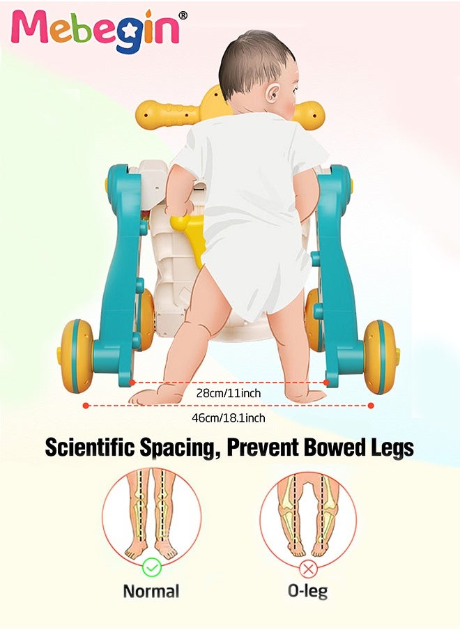 4-In-1 Sit-to-Stand Multi-Functional Baby Walker Turnable Stroller Scooter Trolley,Learning Walker for Baby Boys and Girls,Early Learning Push Toys Activity Center
