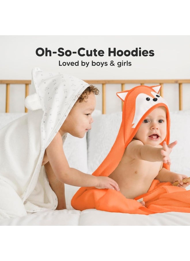 KeaBabies Baby Hooded Towel - Viscose Derived from Bamboo Baby Towel, Toddler Bath Towel, Infant Towels, Large Hooded Towel, Organic Baby Towels with Hood for Girls, Babies, Newborn Boys (Fox)